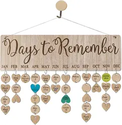 1pc Wooden Calendar Birthday Reminder Days to Remember Wall Hanging Board Family Celebrations Board for Birthday Gift New