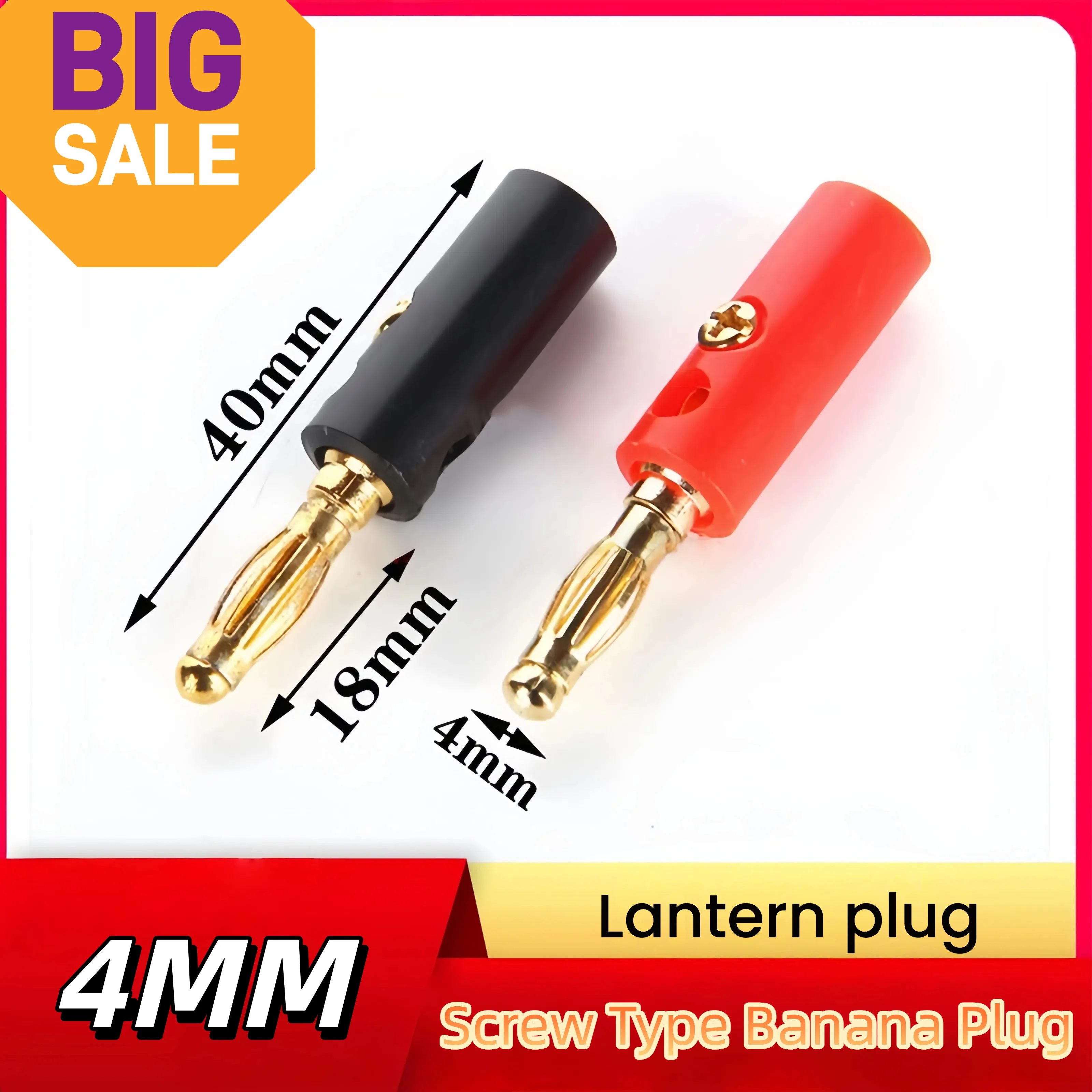 

20Pcs Gold Plated 4mm Screw Type Banana Plug for Audio Speaker Cable Connector