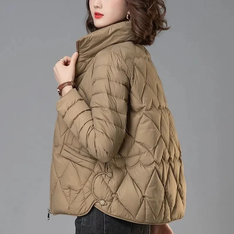 

Lightweight Down Cotton Women Coats 2024 Autumn Winter New Middle-aged Mother Clothes Short Cotton Jacket Female Outerwear A04