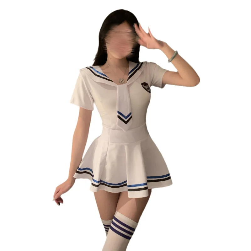 ชุดนักเรียนเซ็กซี่ ชุดคอสเพลย์นักเรียนหญิง ชุดกะลาสีสุดเย้ายวน เสื้อผ้าผู้หญิงสำหรับใส่ในมหาวิทยาลัย ผลิตจากเส้นใยโพลีเอสเตอร์ เหมาะสำหรับฤดูใบไม้ผลิ ไซส์พลัส