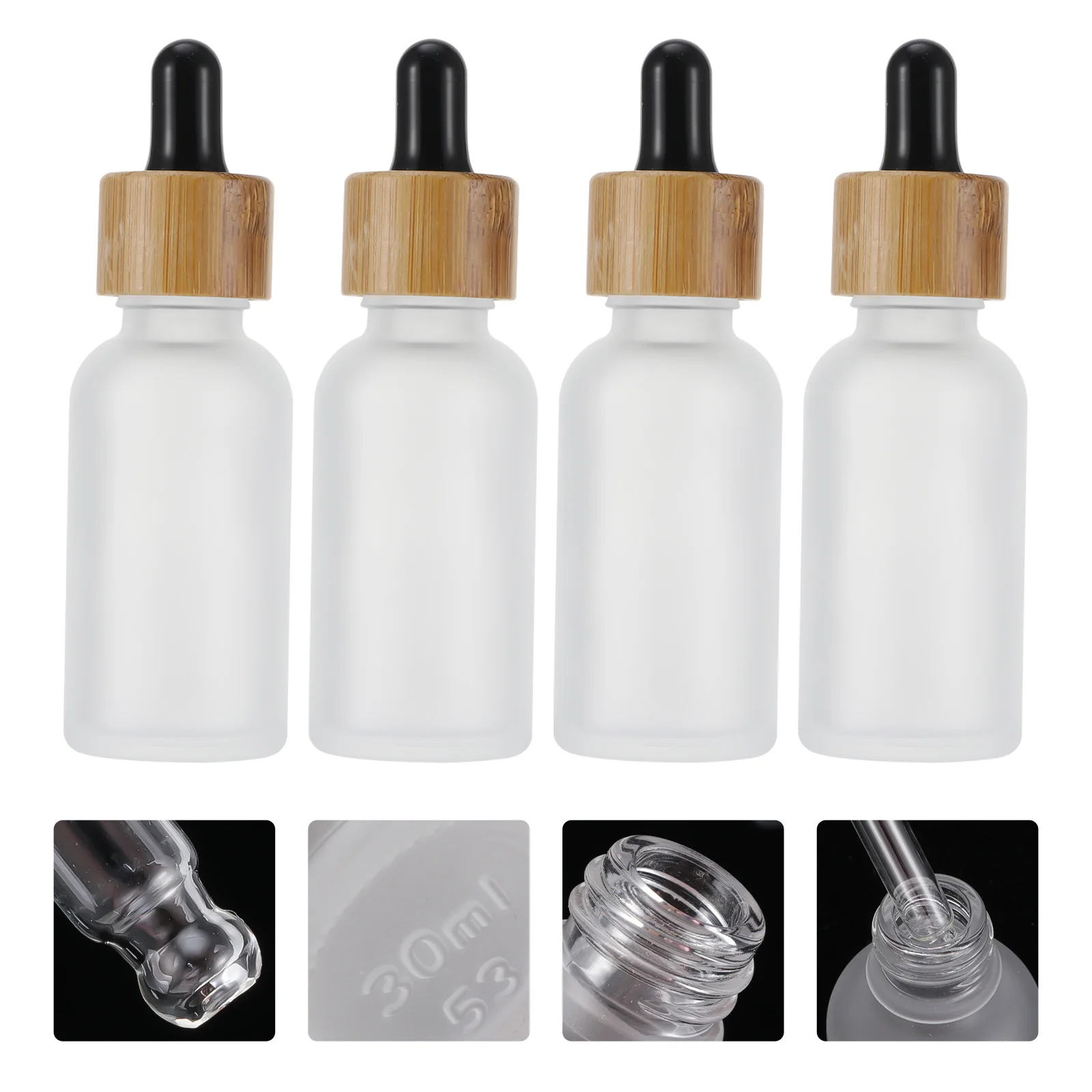 4Pcs Portable Refillable Essential Oil Dropper Bottles Glass Sub Bottles Travel Containers for Perfume Liquid Refillable Bottle