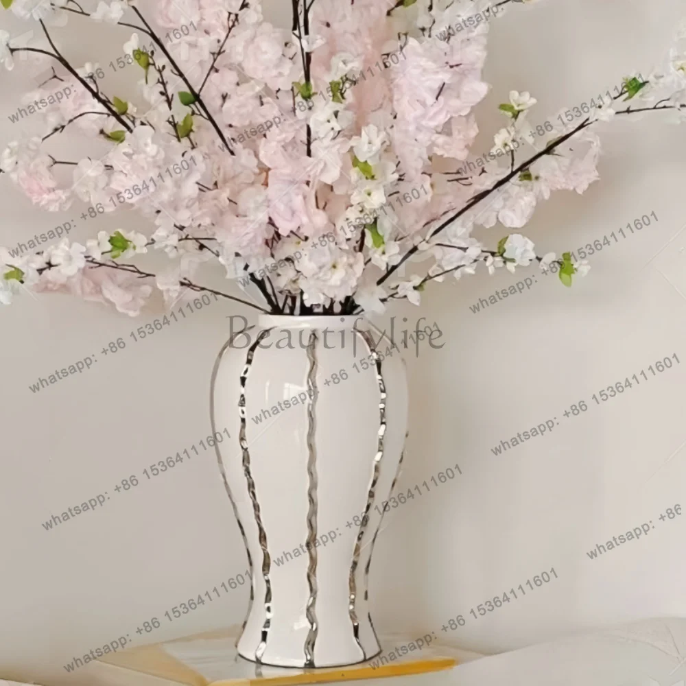 Modern Decorative Jar Luxury Platinum Vase Nordic Home Bedroom Living Room Dining Table Ornament Vase