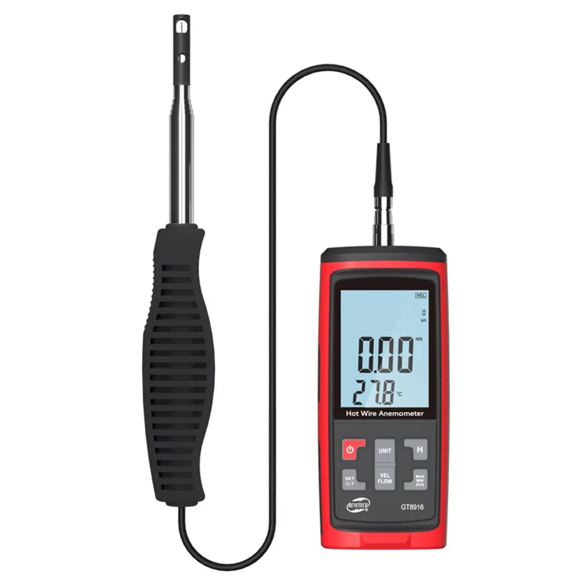 wilwill Hot Wire Anemometer, Handheld Air Flow CMF Meter, Rechargeable Air Velocity /Air Volume Meter /Wind Force Meter