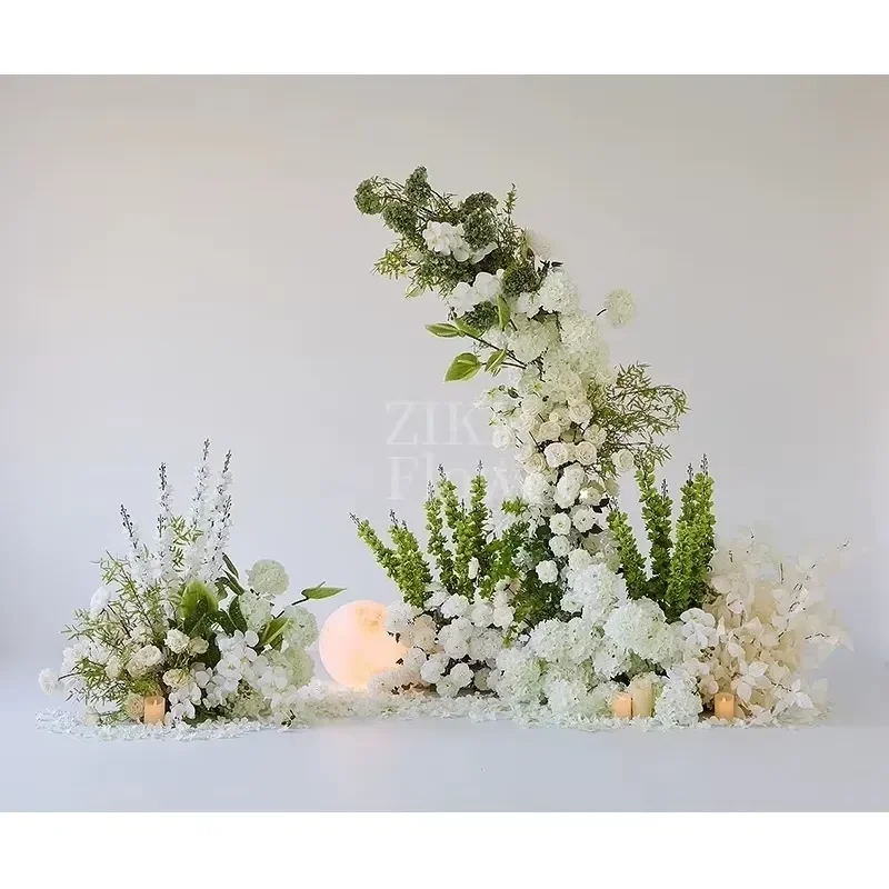 Giant Artificial Hydrangea Flower Arch Wedding Decoration Silk Floral Background Party Ceremony Natural Horn Arrangement Silk