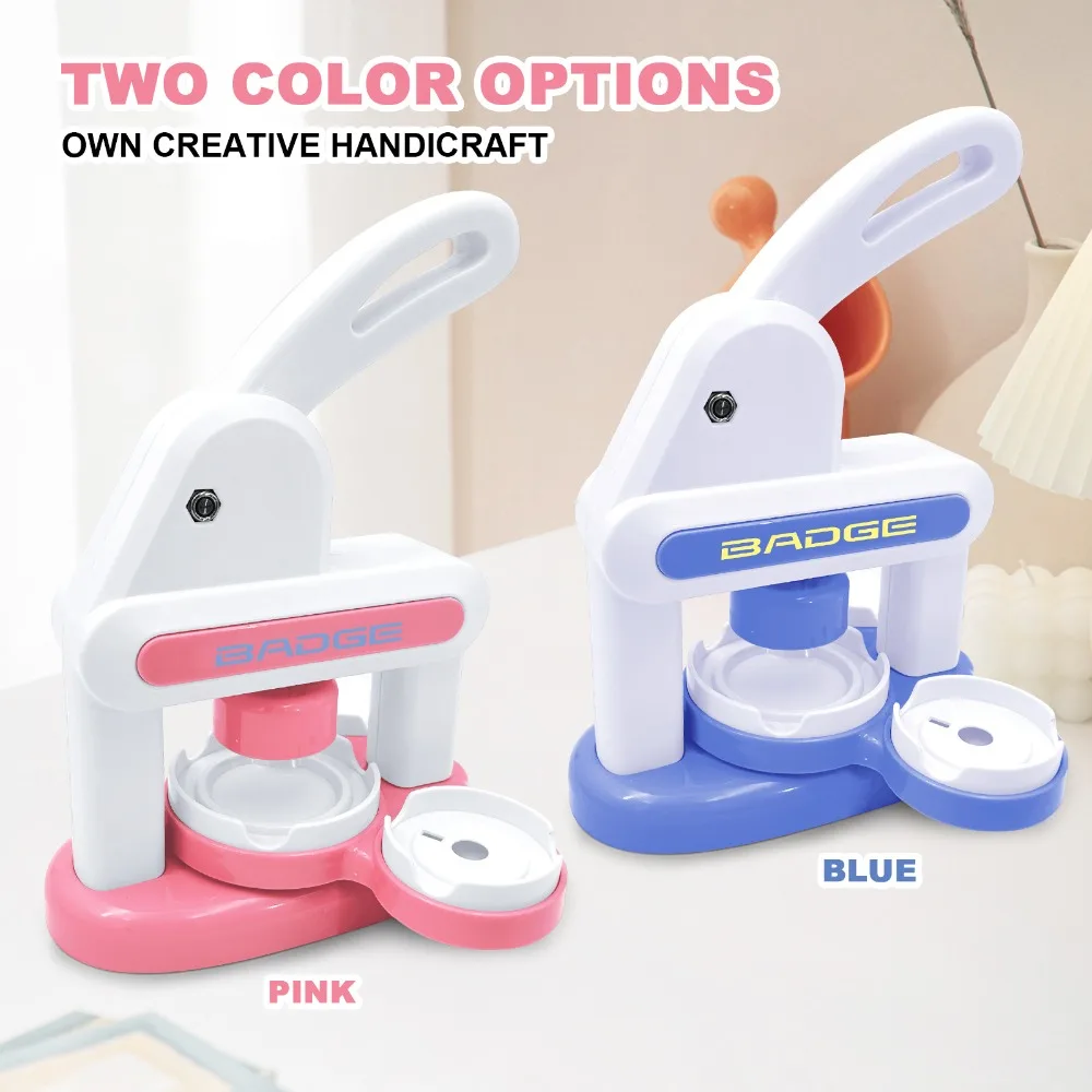 

Button Maker Machine Badge Maker for Kids with Cutter 36 Pcs of Consumables 6Metal Keychain 3 Stickers for DIY Gifts & Christmas