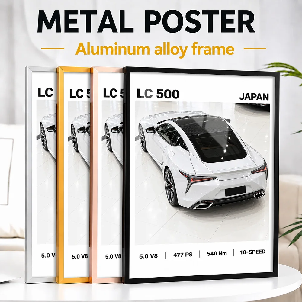 Japanese LC 500 White Nova Glass Flake Sports Car Framed Metal Print Customized Road Icon Tribute Wall Art Ideal For Workshop