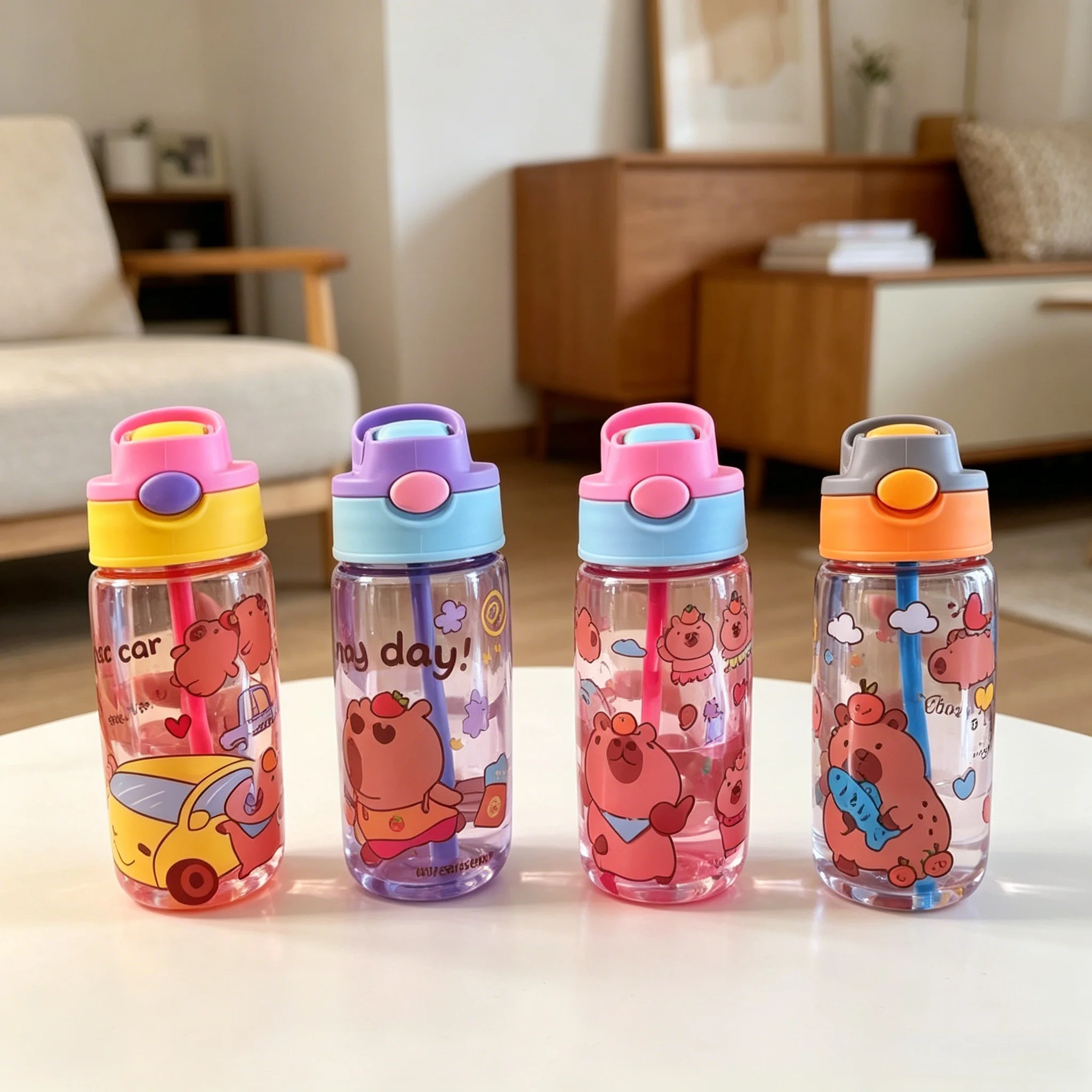 

Cartoon Capybara Water Bottle, Fade Resistant Lightweight Leakproof Reusable Cup, Stylish for Sports, Fitness, Work, Study
