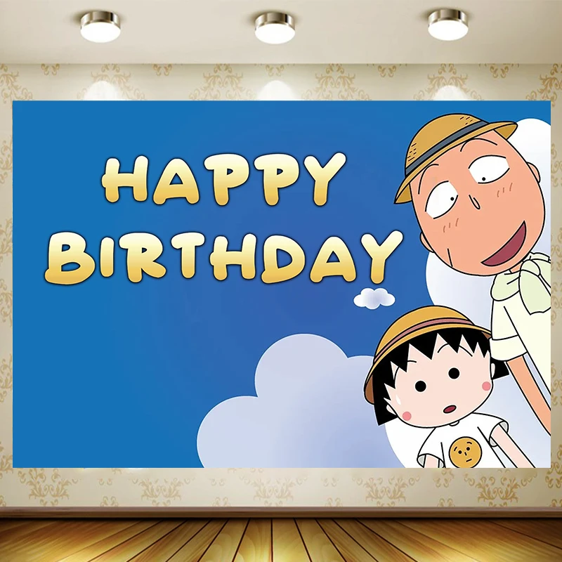 

Chibi Maruko-chan Background Birthday Party Supplies Decoration Backdrop Baby Shower Banner Kid Faovr Room