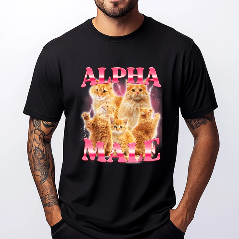 

Alpha Male Cat Kitten Men Tee Luxury Clothing Man Clothes HOLIDAYS Graphic Shirts Youth T-Shirt