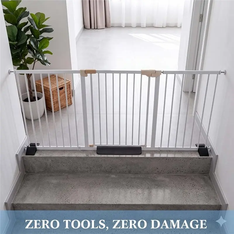 TFORU-7 Pcs Pet Gate Support Feet Set, 6 Triangle Stabilizers With Adhesive Backing & 1 Long Support For Dog Gate Fence Panels