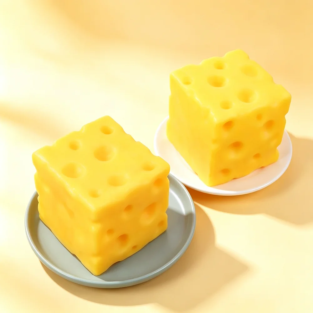 Cheese Cube Squishy Stress Soft Ball Portable Hand Squeeze Fidget Toy Anti-anxiety Fingertip Sensory Toy Holiday Gift For Adults