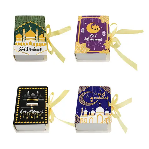 Coffrets cadeaux Eid Mubarak, boîte à bonbons en forme de livre, sac à chocolat, faveurs de fête du festival musulman islamique, décoration du Ramadan, 3 pièces, 5 pièces, 10 pièces, 2023