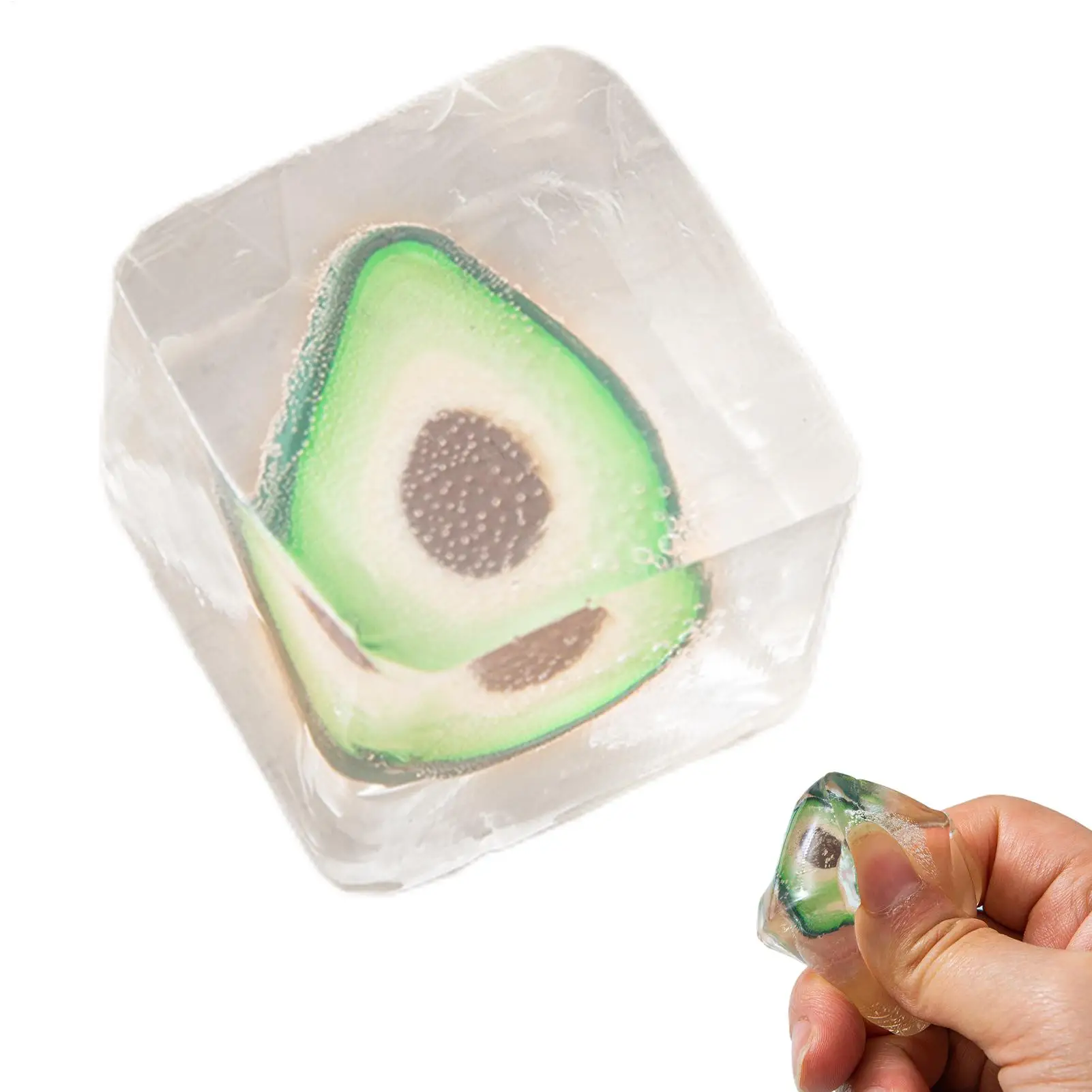 Slow-Rising Ice Cube Squish y Toy With Fruit Inside, Soft Fidget Stress Ball For Kids Adults, Sensory Toy For Home School Travel