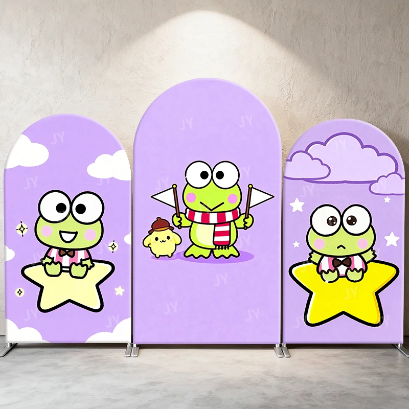 

Keroppi Star & Winter Theme Arch Backdrop Cover Cute Cartoon Scene For Kids Birthday Baby Shower Photo Booth Decor Background