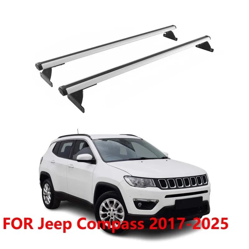 

Багажник на крышу багажника для Jeep Compass 2017-2025 с алюминиевыми поперечными стержнями, серебристый комплект