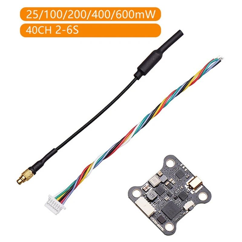 5.8G 40CH VTX FPV Transmitter 25/100/200/400/600Mw 7-26V Adjustable VTX For RC Long Range FPV Racing Drone