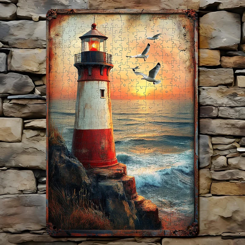 Vintage Lighthouse Seagull Metal Tin Sign 20x30cm Nautical Coastal Wall Decor Iron Plaque Home Garage Restaurant