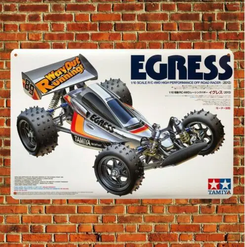 Metal Poster Vintage Rc Car Wall Deco Tin Sign Plaque Tamiya Egress Buggy Boxart