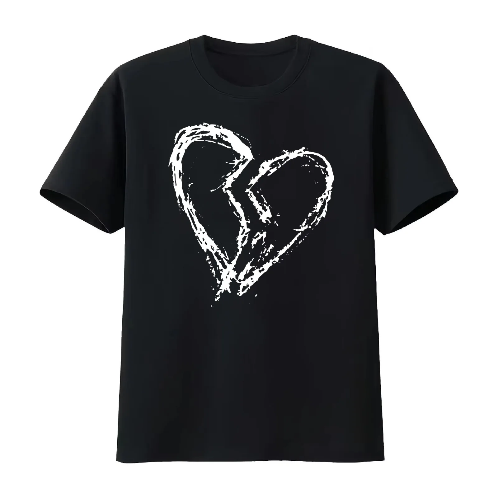 Heart Broken T-Shirt Summer Casual Cotton Tee Oversized Streetwear Tops Vintage Graphic Print Loose Fit Short Sleeve
