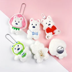 Cartoon New West Highland Puppy Plush Doll Headset Puppy Keychain Bag Pendant Charms Car Keyring Accessories For Women Kids Gift