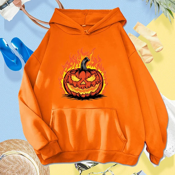 Hallowmas Pumpkin Lamp Graphic Printed Man Women Hoodie Trick or Treat Warm and Windproof Harajuku Casual Y2K Couple Hoodies