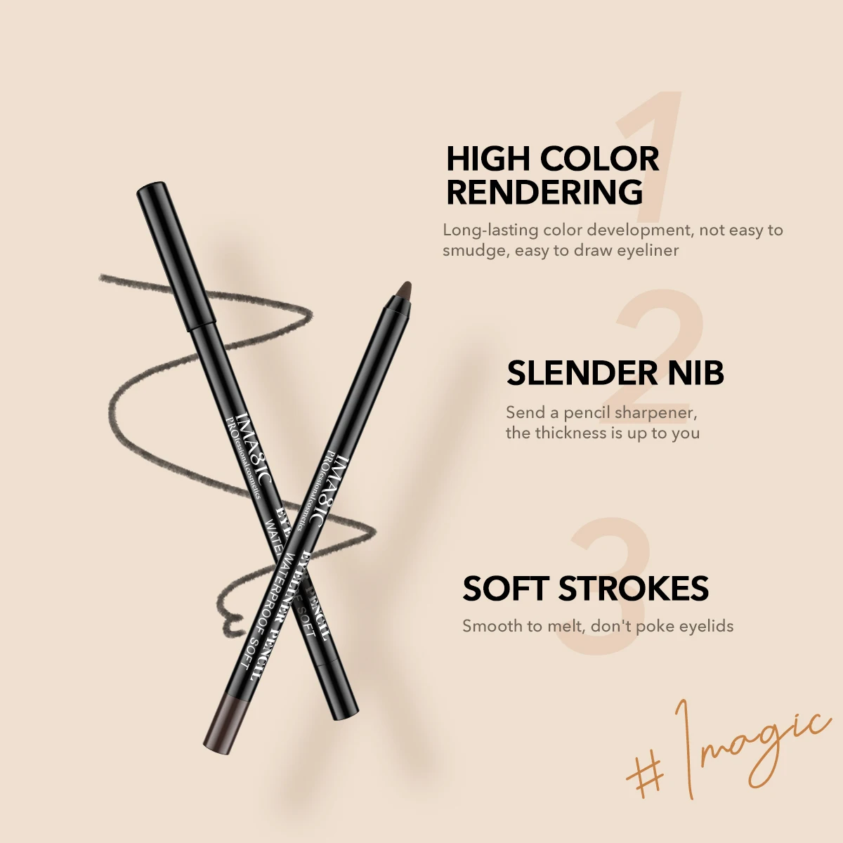 Imagic 2 Kleur Eyeliner Gel Waterdicht Langdurig Hoog Pigment Wit Zwart Gemakkelijk Te Dragen Snel Droog Make-Up Ogen Cosmetica Gereedschap