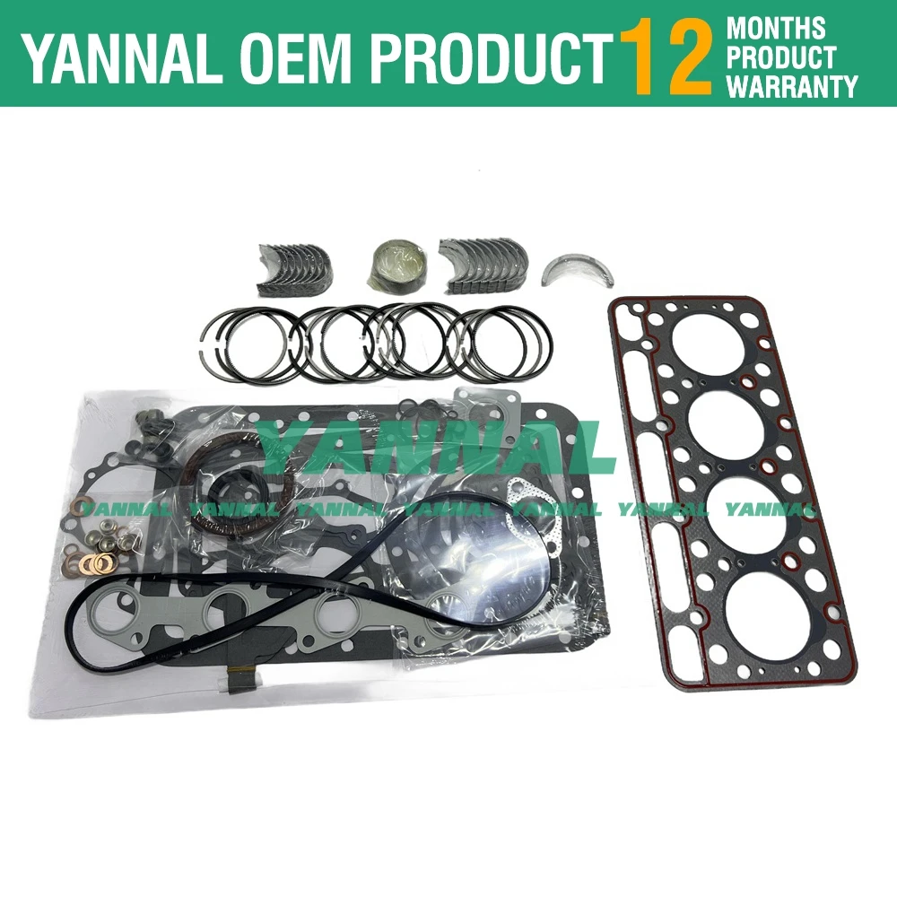 V1702 Overhaul Re-Ring Kit For Kubota V1702 V1702B Engine L2850DT Tractor KH90 Mini Excavator Bobcat 743 733