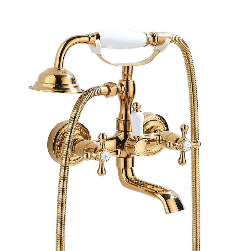 

Retro gold faucet Classic concubine bathtub shower faucet All copper wall-mounted
