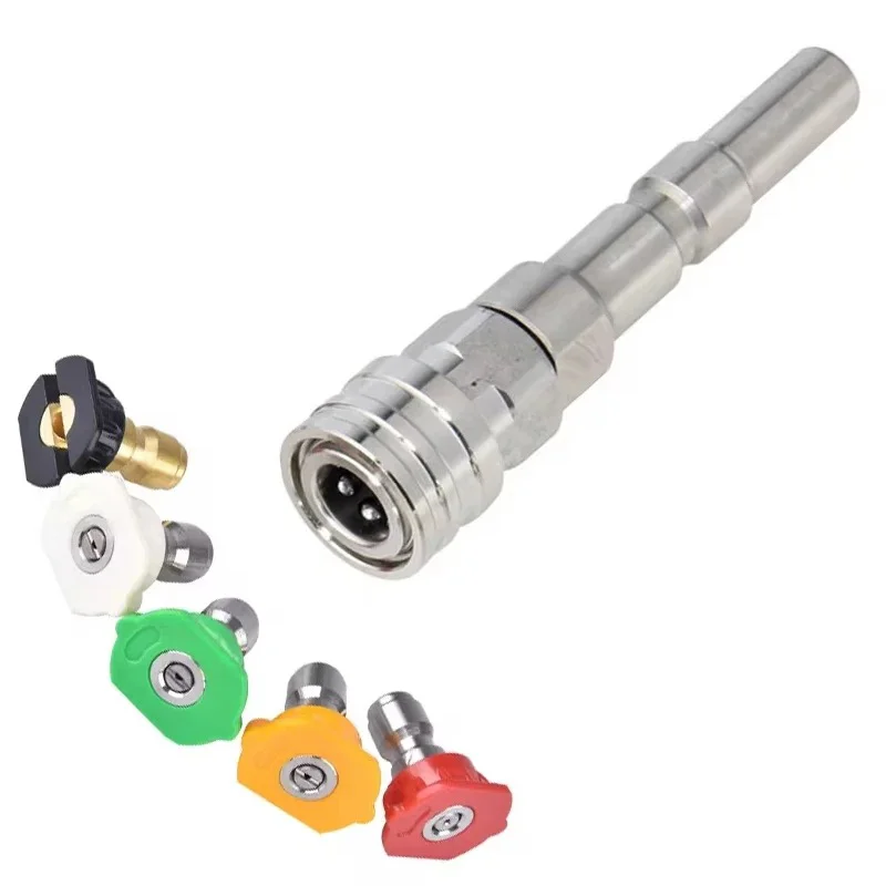 1/4 Quick Release Adapter For Nilfisk KEW High Pressure Washer Gun SS Convert Connector With Multi Angle Spray Nozzle Tips Kit