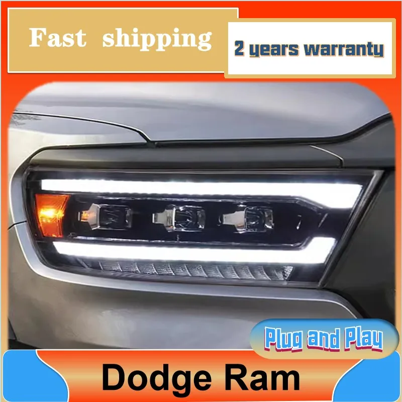 Car Styling for Dodge Ram Headlight 2019-2021 Ram Rear Light DRL Turn Signal Low High Beam Projector Lens