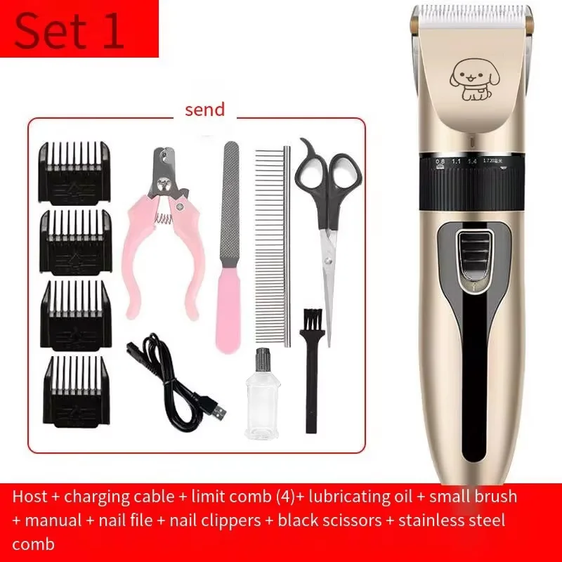 Pet Shaving Machine Dog Clipper Sets Dog Hair Grooming Barber Trimmer Set Cordless Rechargeable Pet Shaving Machine Pet Supplies