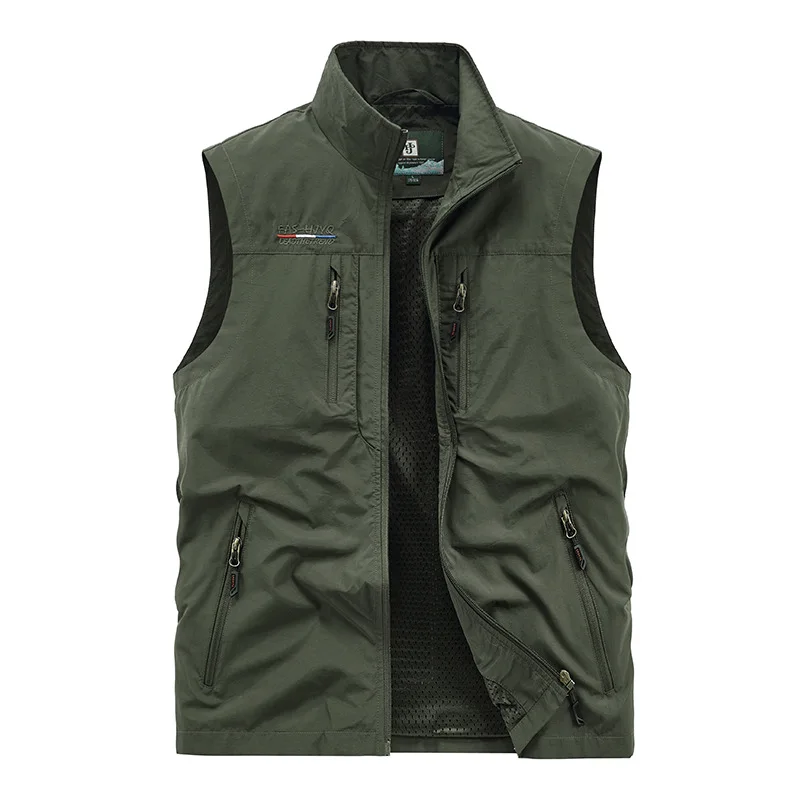 Men's Outdoor Photography Vest Large Size Casual Workwear Multi-Pocket Autumn Winter Jacket Youth Popular Straight Hem Design