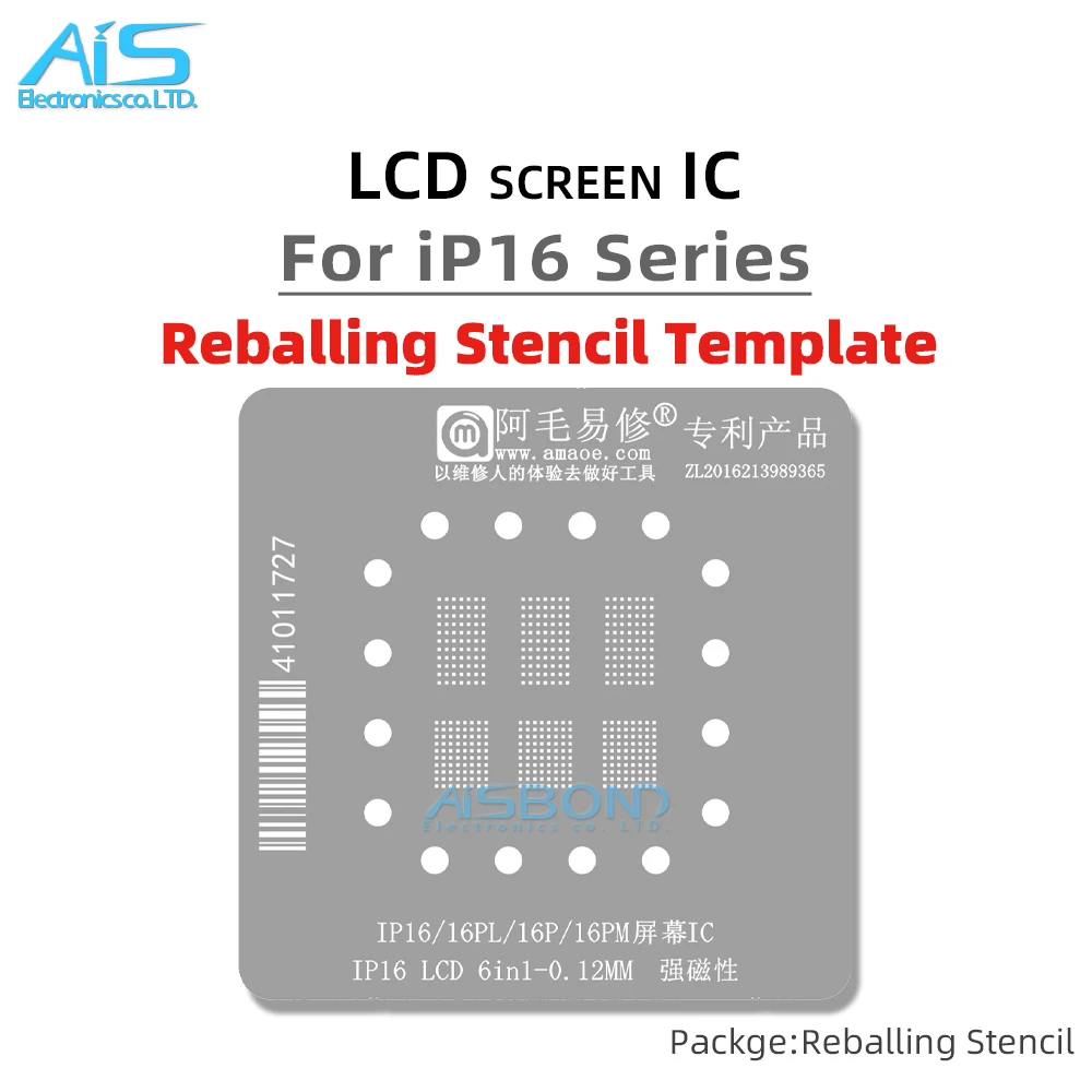 Templat stensil BGA Reballing, untuk iPhone 15 16 Pro Max Plus 15Pro 16Pro 15Promax 16Promax 15Plus layar LCD pemosisian IC