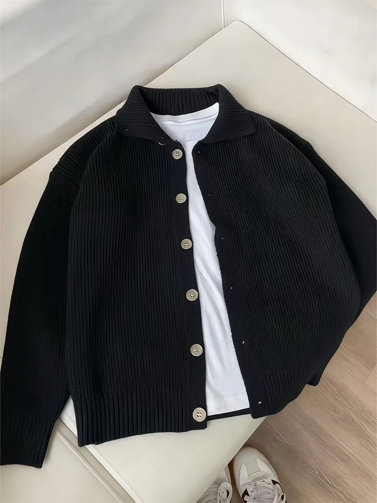 

Мужской вязаный кардиган Bla American Sle с высоким воротником, осенний, в стиле Cleanfit, универсальный, мягкий и удобный.