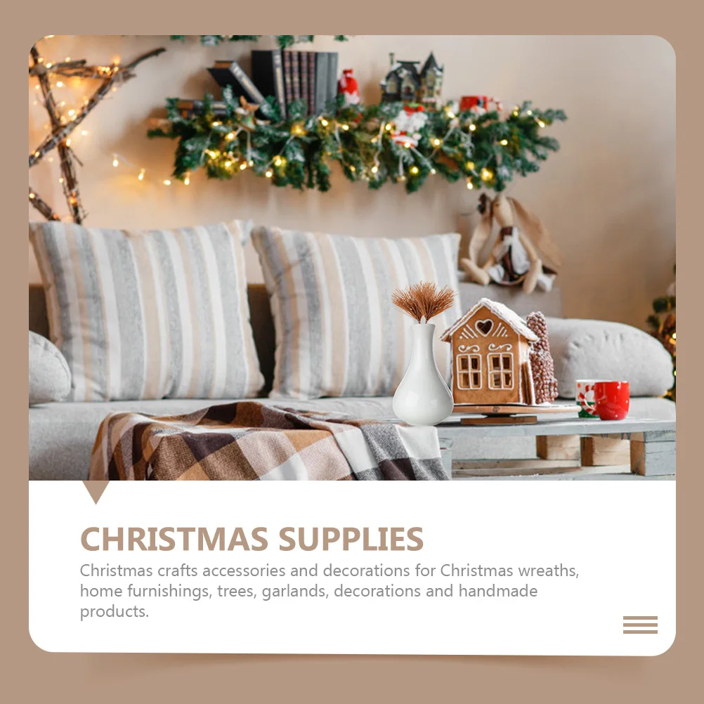 

50 Pcs Simulated Pine Needle Accessories Branches Artificial with Realistic Christmas Ornament Stems Plastic Decorations