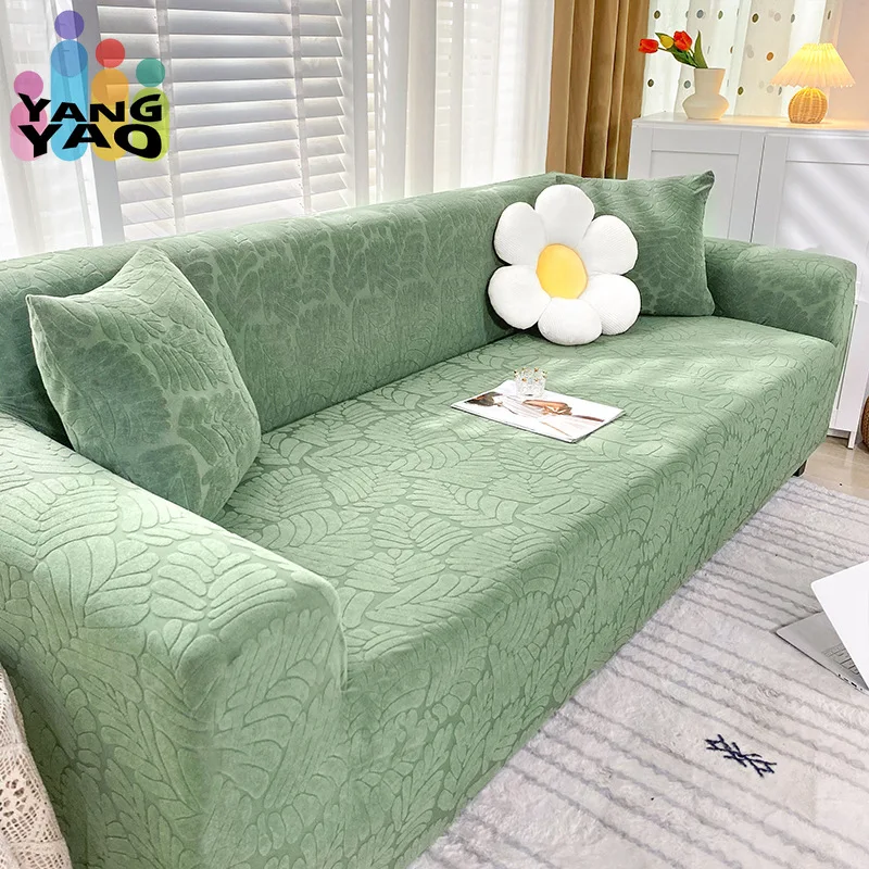 

Stretch Jacquard Sofa Covers 1/2/3/4 Seats Solid Couch Cover L Shaped Sofa Cover Protector Bench Covers