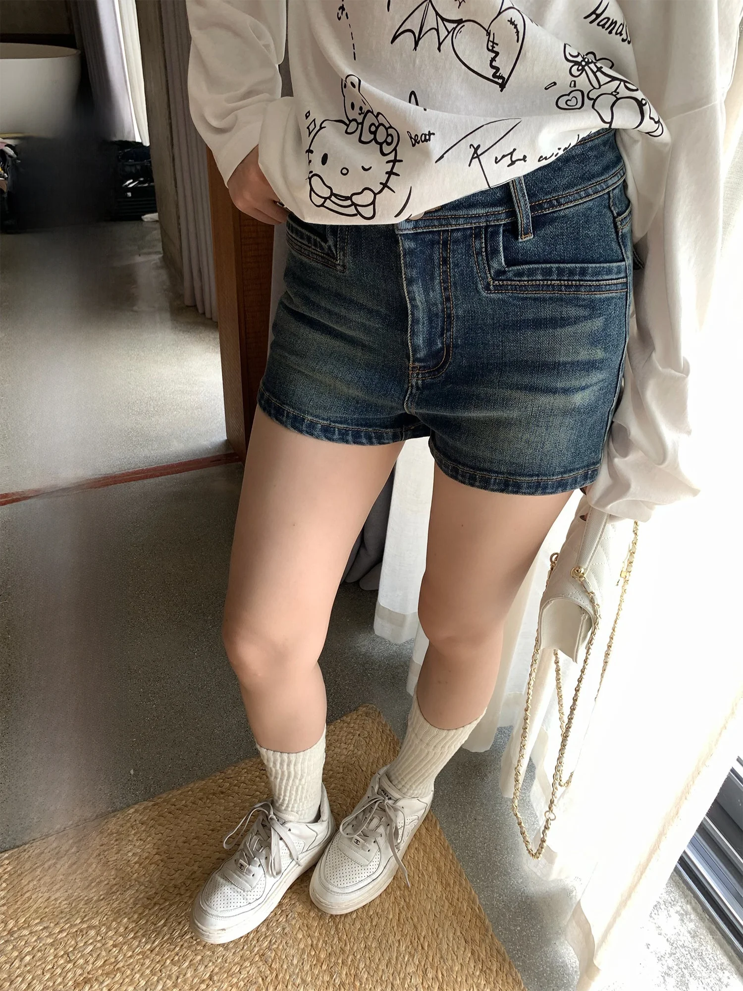 

Hhi Millennium Era Retro American Denim orts Women's High Waist Slimming Wide Leg Pants Spring 2026 New Sle Elastic