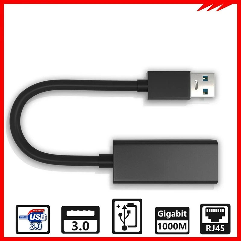 Adaptador de red USB 3.0 Gigabit Ethernet LAN RJ45 1000Mbps para Windows PC Mac