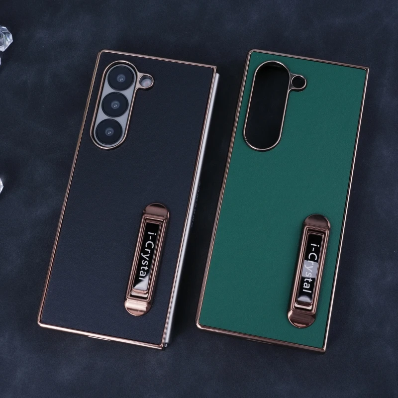 Luxury Electroplated Phone Case For Samsung Galaxy Z Fold 8 Ultra 7 6 5 4 3 Built-in Kickstand  Shockproof Folding Phone Cover