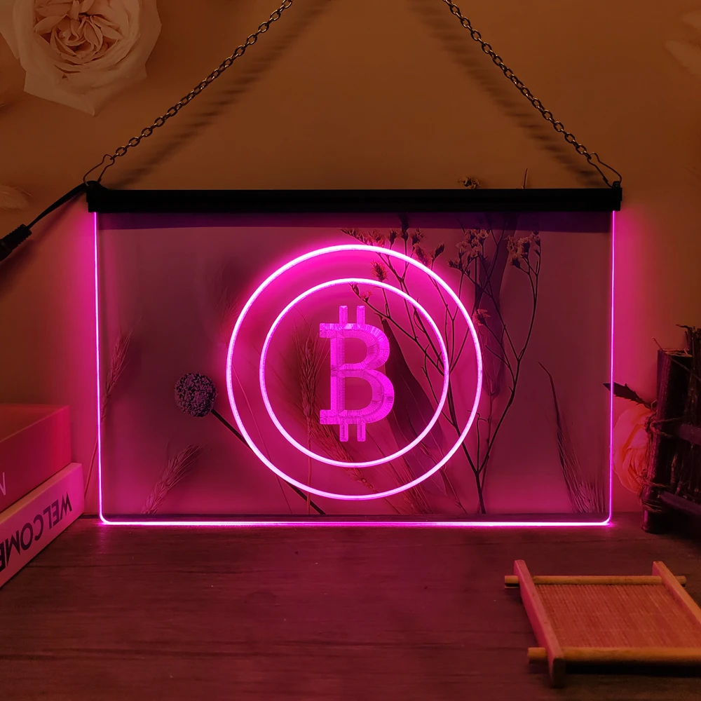 BTC Bitcoin Bier Bar Pub Club-LED-Neonschild – 3D-Schnitzwandkunst für Zuhause, Zimmer, Schlafzimmer, Büro, Bauernhaus-Dekoration