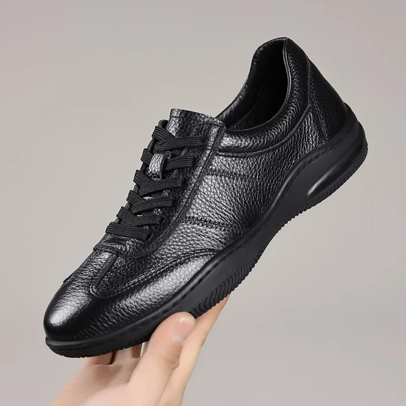 New Shoes for Men Genuine Leather Casual Shoes Fashion Sport Style Leisure Shoes Cow Leather Lace-up Sneaker