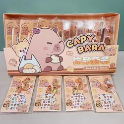 40Pcs/Box Cute Simple Capybara Ring for Resin Geometric Fashion Cartoon Animal Rings With sticker Jewelry Party Gift