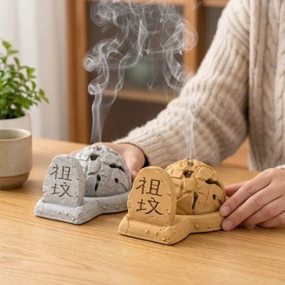 3D Print Ancestor Tomb Cone Incense Burner Funny Chinese Tombstone Tomb Cone Incense Holder Novelty Plastic Tea Table Censer