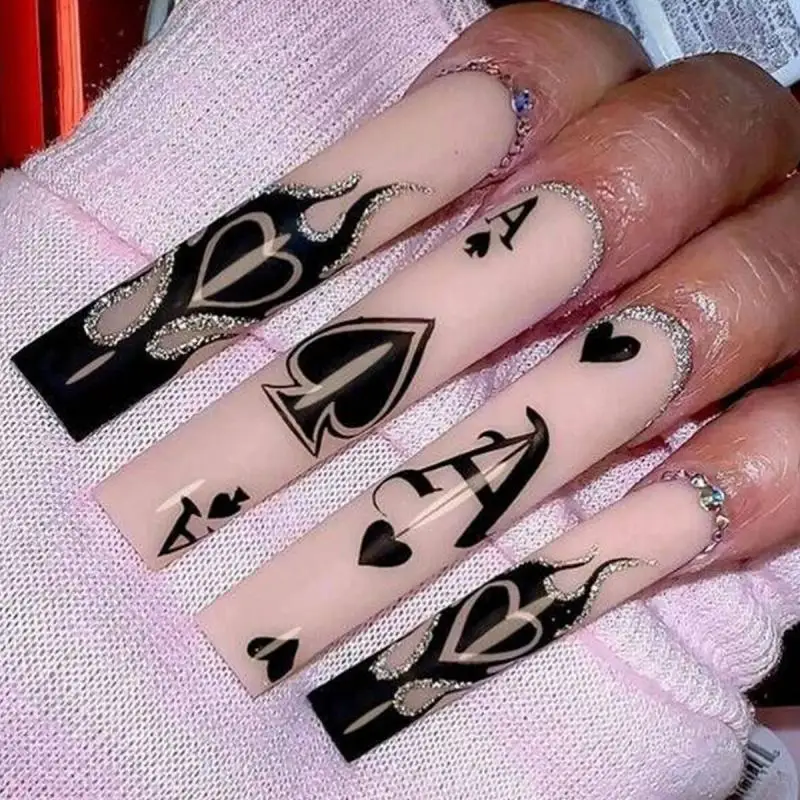 

Diamond Spades A Flame Love Nail Patch European and American Ins Style Wearing Nail Patch Fake Nail