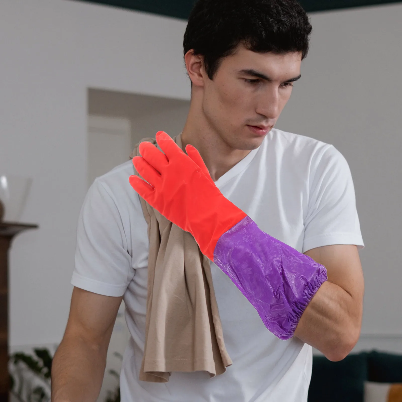 

Aquarium Gloves Elbow Length Long Random Color Women Fish Tank Gloves Water Change Cleaning Household Marine Life Handling