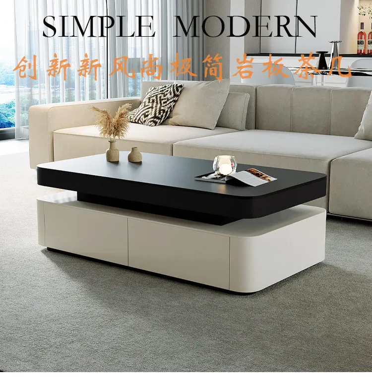 CX solid wood, living room home, modern minimalism, high-end rock slab coffee table