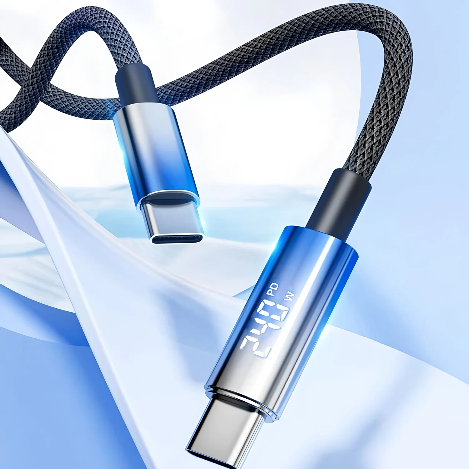 

240 Вт двойной кабель USB C для быстрой зарядки, нейлоновая оплетка, шнур для передачи данных типа C к Type-C для телефона Samsung Huawei Xiaomi ﻿