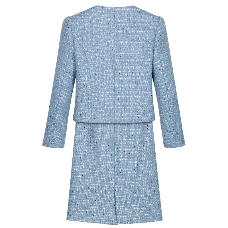 New Fashionable and Elegant Light Luxury Celebrity Heavy Industry Sequin Temperament Small Fragrance Jacket + Slim Skirt Suit