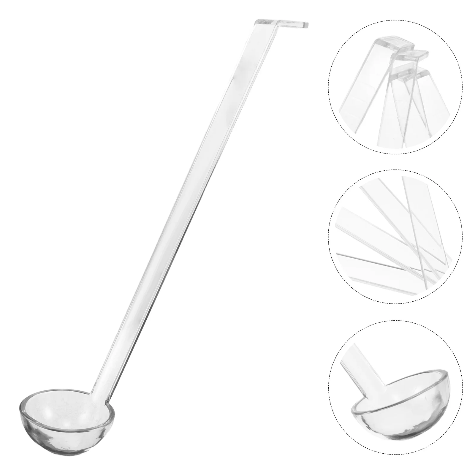 

4pcs Vacuum Low Temperature Cooking Ladle: Clear Plastic Small Long Handle Spoon For Serving Dressings Soup Fruit Juices