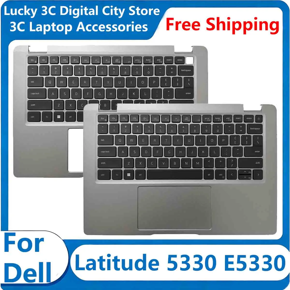 New Keyboard For Dell Latitude 5330 E5330 Replacement Laptop Palmrest Upper Top Cover US Keyboard Backlit with Touchpad 0070YP